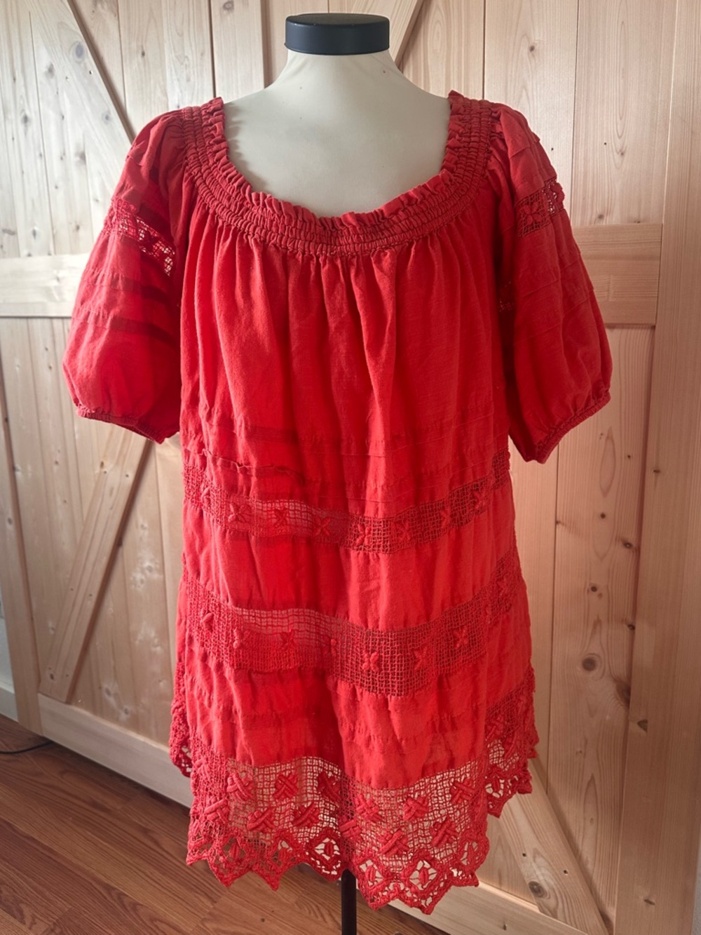 Free People Orange Smocked Boho Top